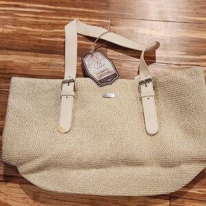 Stylish Cream Straw Tote Bag